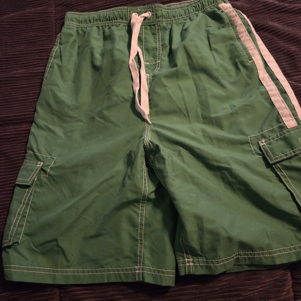 Boys Speedo Green Swim Shorts with White Mesh Lining